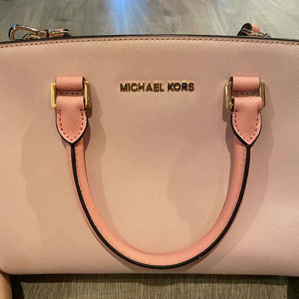 Michael Kors Medium Selma Light Pink and White bag